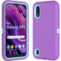 Galaxy A01 Case, Thybx [Drop Protection] Full Body Shock Dust Absorbing Grip Plastic Bumper TPU 3-Layers Durable Solid Phone Sturdy Hard Cases Cover for 5.7" Samsung Galaxy A01 [Purple]